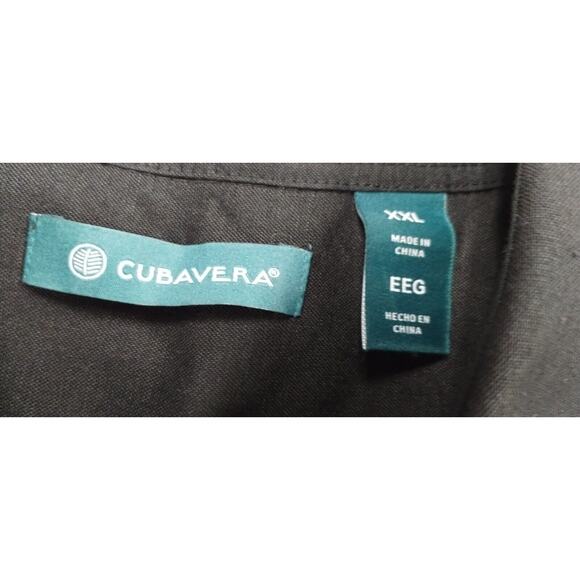 Cubavera Mens Shirt Button Up Short Sleeve Pocket Embroidered Flower Black XXL - Picture 4 of 9